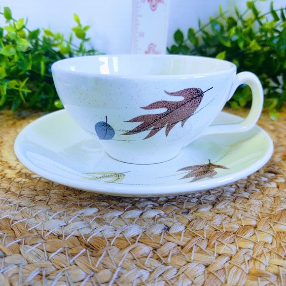 Vtg MCM California Franciscan Earthenware Autumn Pottery Dinnerware Cup & Saucer - Picture 11 of 11